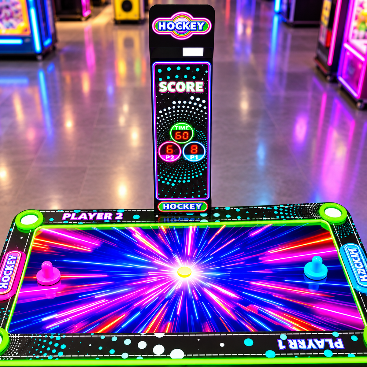 Two Player Coin Operated Air Hockey Arcade Table with LED Lights