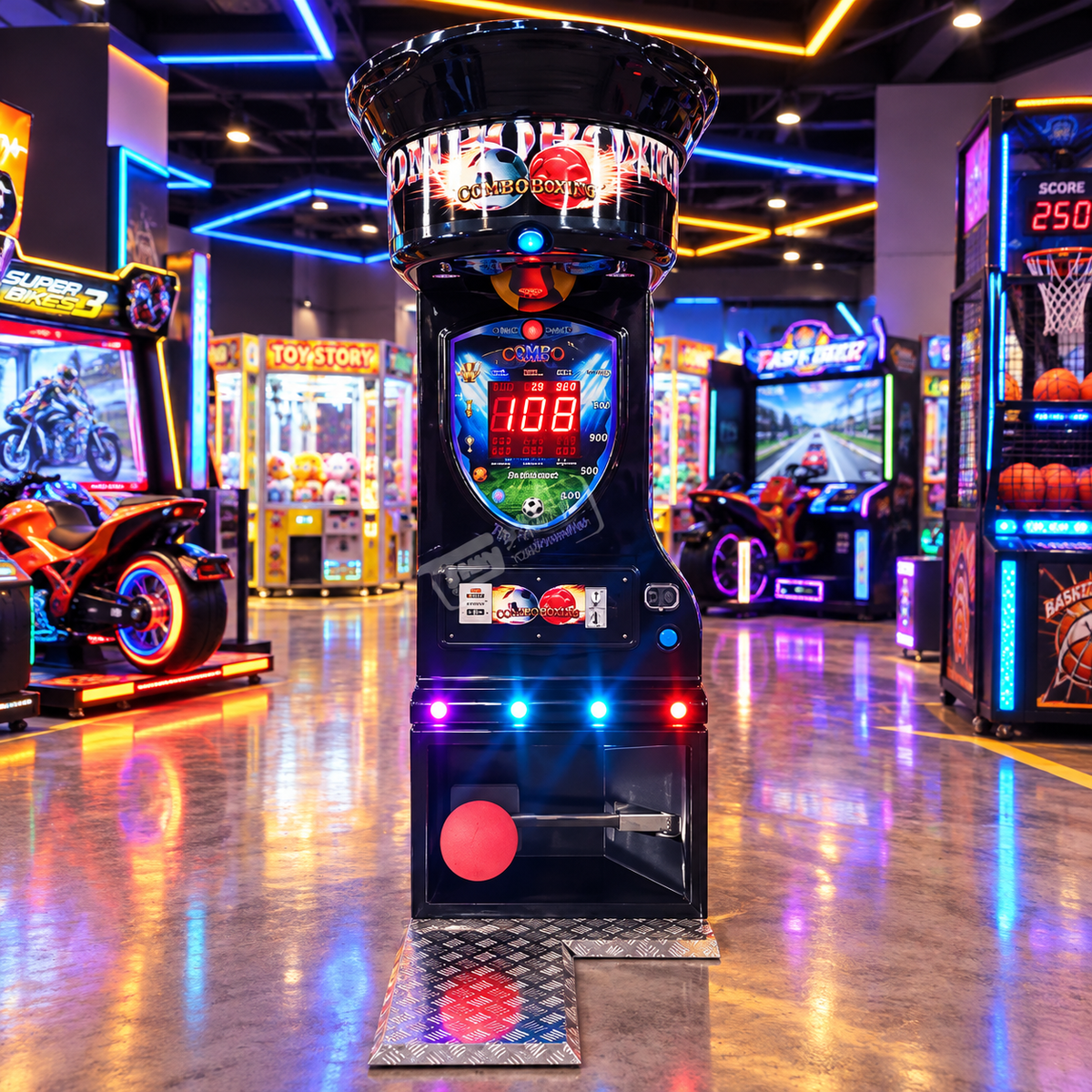 Coin Operated Boxing Punch Game Machine Metal Arcade Cabinet