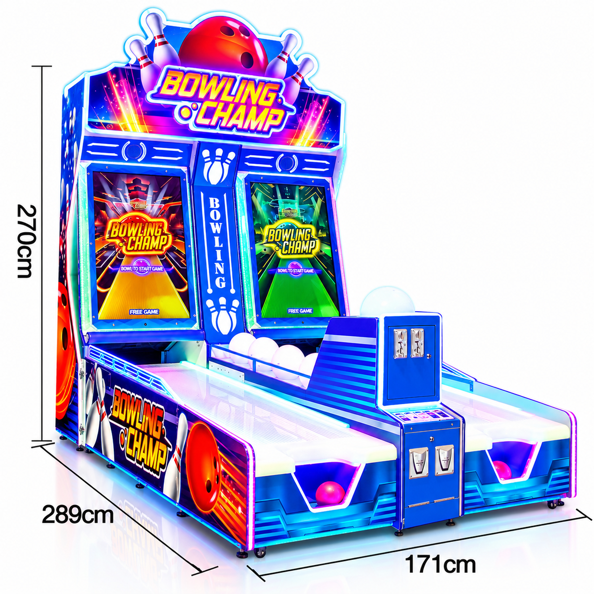 Two Player Arcade Bowling Game Machine with LED Lights