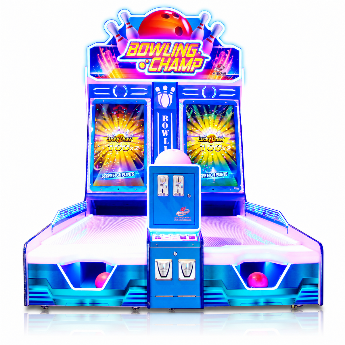 Two Player Arcade Bowling Game Machine with LED Lights