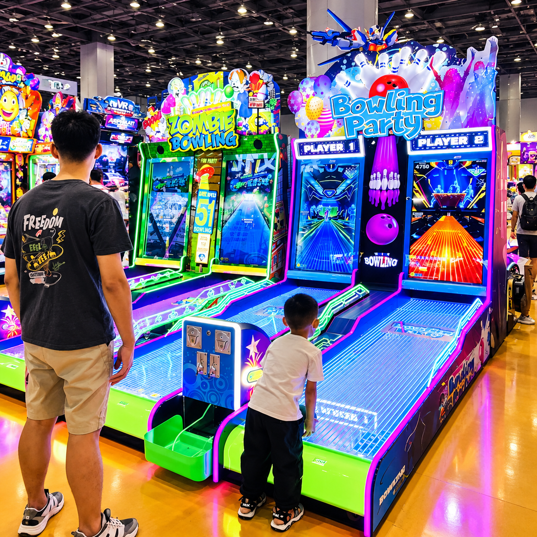 Two Player Bowling Arcade Game Machine with Dual Lanes