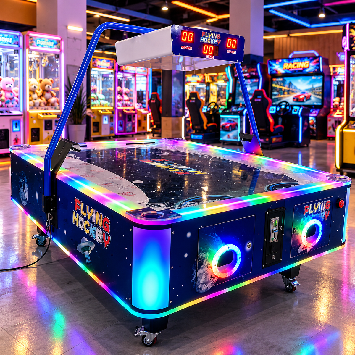 Coin Operated Air Hockey Arcade Table with LED Lights