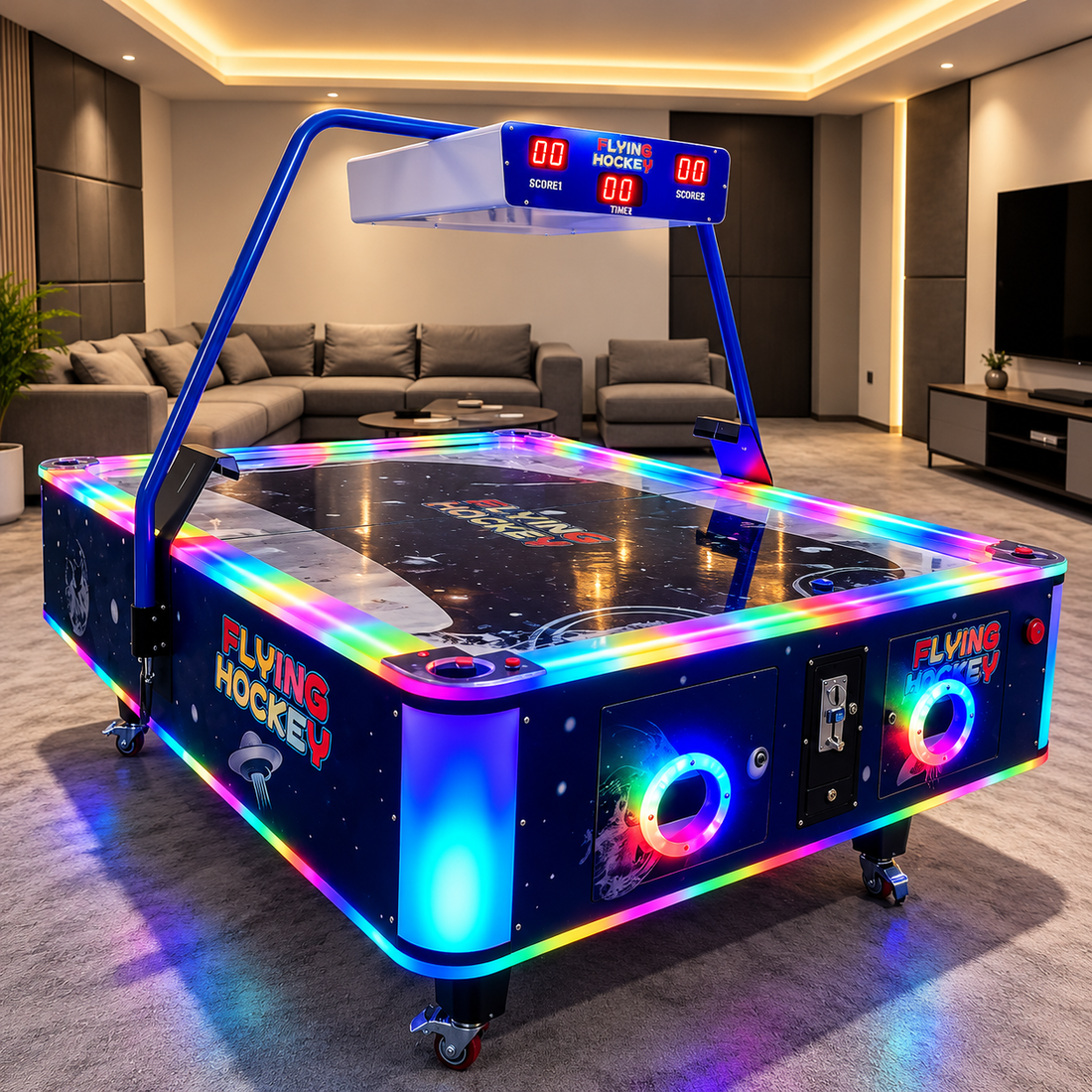Coin Operated Air Hockey Arcade Table with LED Lights
