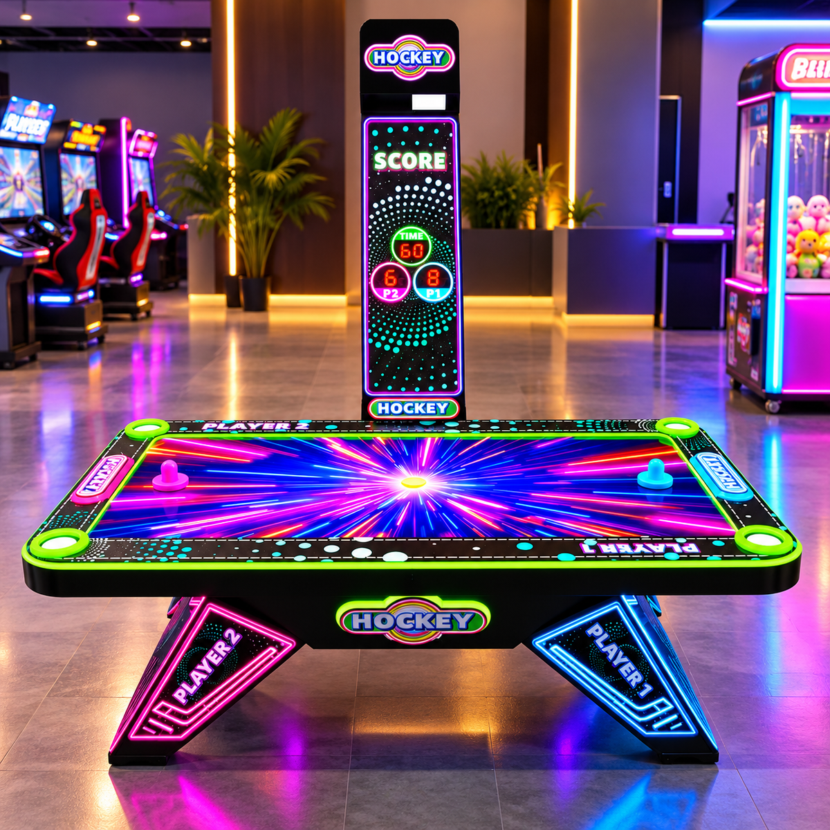 Two Player Coin Operated Air Hockey Arcade Table with LED Lights