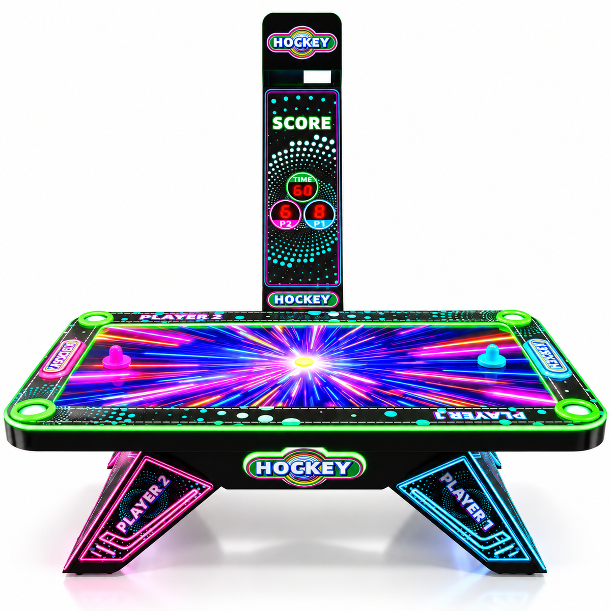 Two Player Coin Operated Air Hockey Arcade Table with LED Lights
