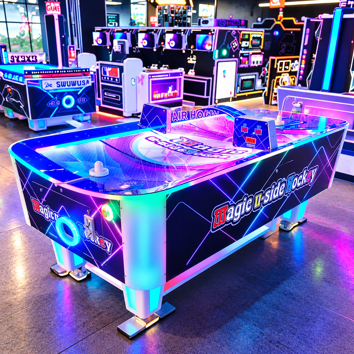Coin Operated Arcade Air Hockey Table with LED Lighting