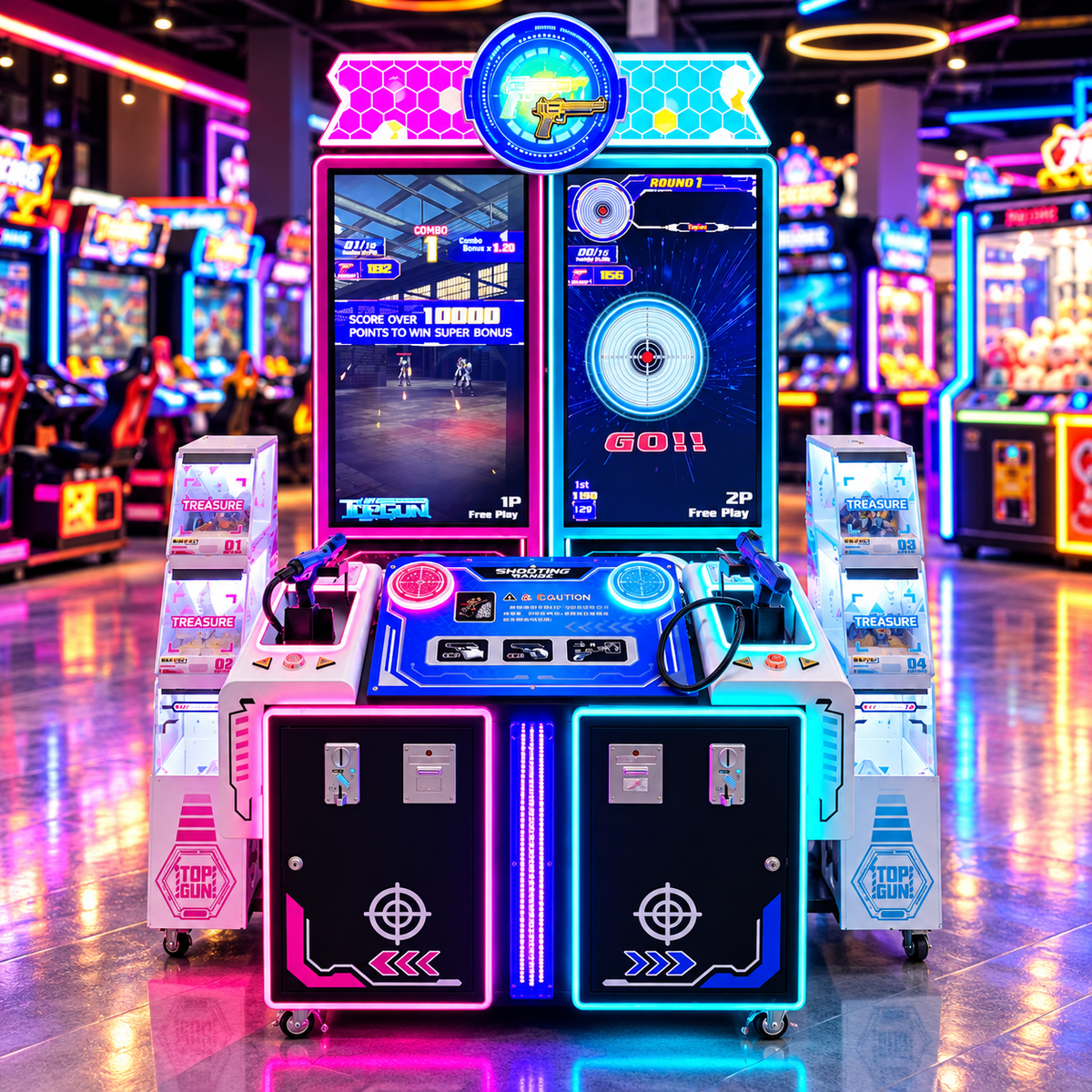 Two-Player Coin Operated Arcade Shooting Game Machine