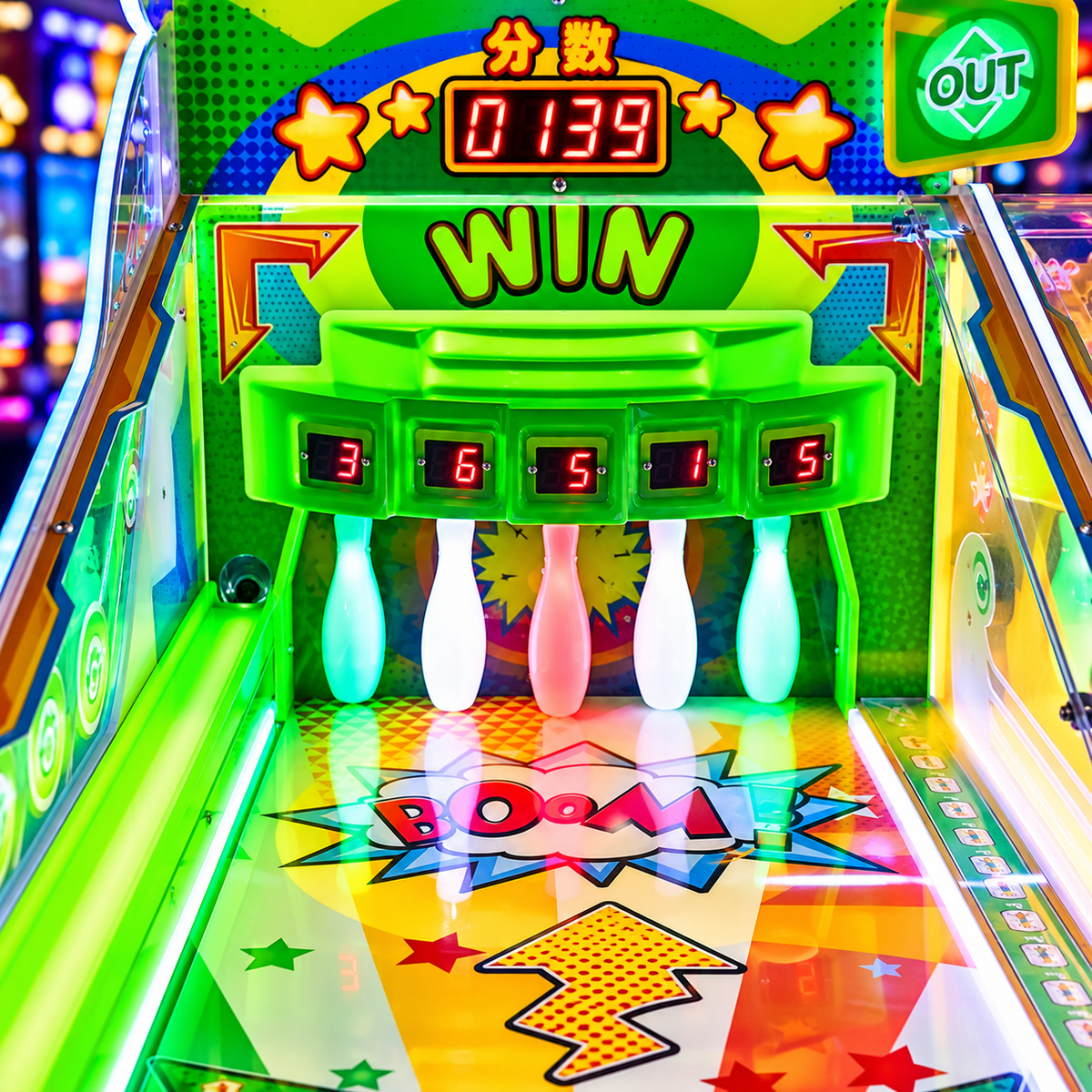 Coin Operated Bear Bowling Redemption Arcade Machine for Kids