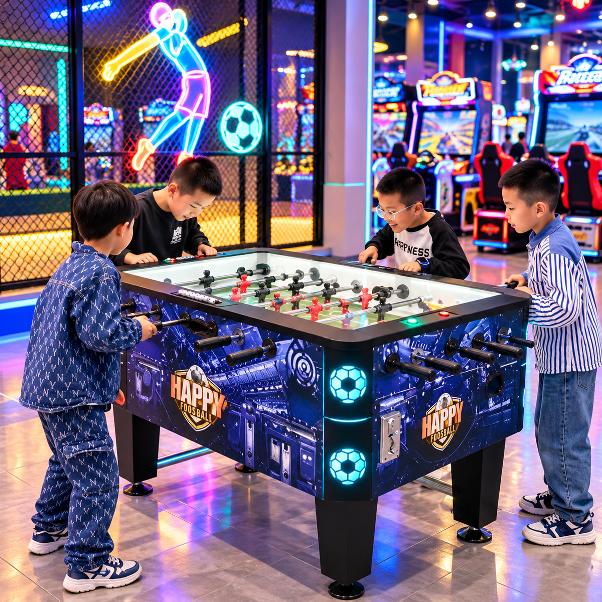 Covered Foosball Table with Glass Top for Indoor Soccer Games