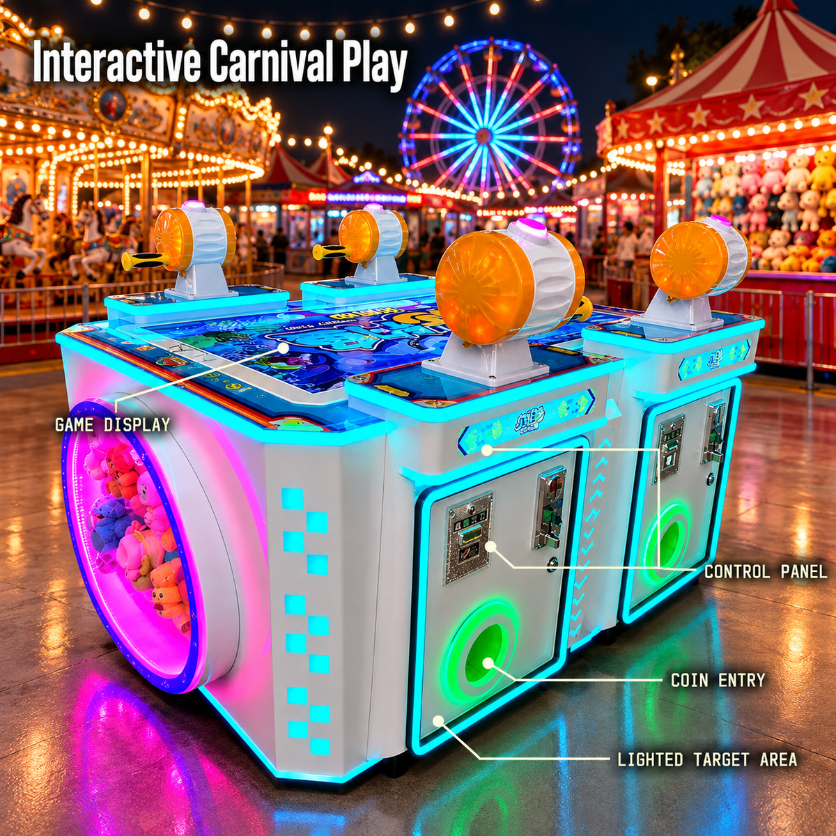 4 Player Coin Operated Fishing Arcade Game Machine with LED Lights