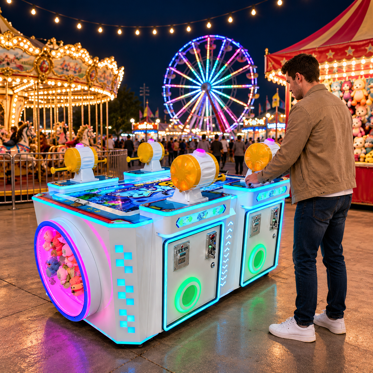 4 Player Coin Operated Fishing Arcade Game Machine with LED Lights
