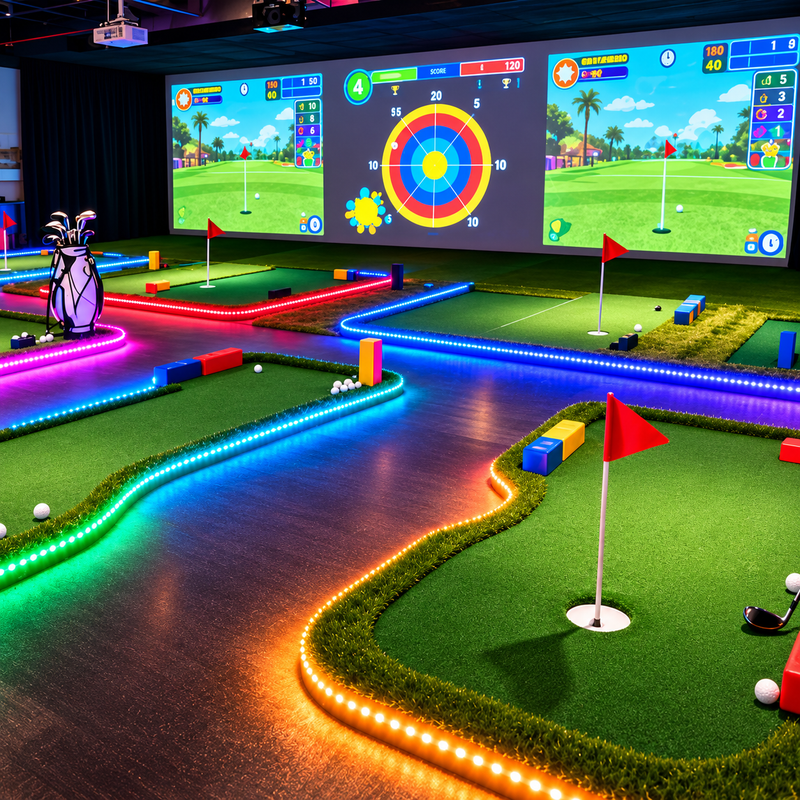 Sqarcade Mini Golf Course Forest Style Metal LED Glow Night
