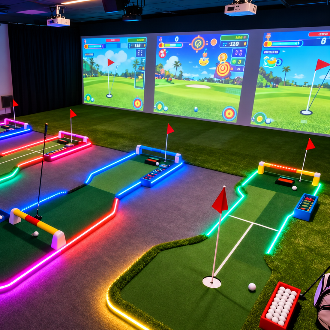Sqarcade Mini Golf Course Forest Style Metal LED Glow Night