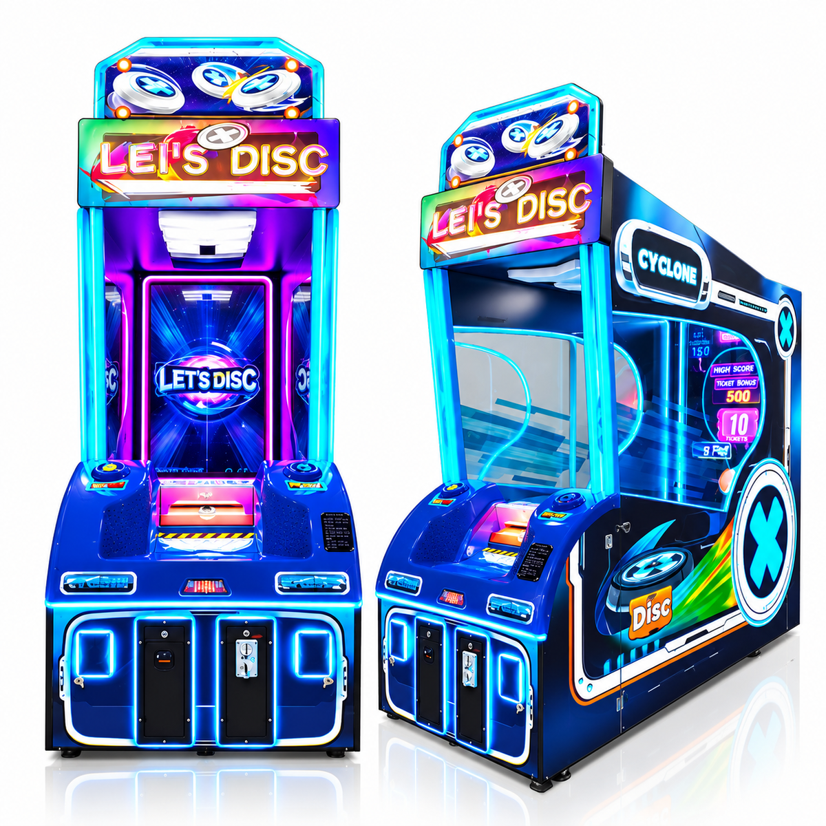 Coin Operated Flying Disc Arcade Game Machine with LED Lights