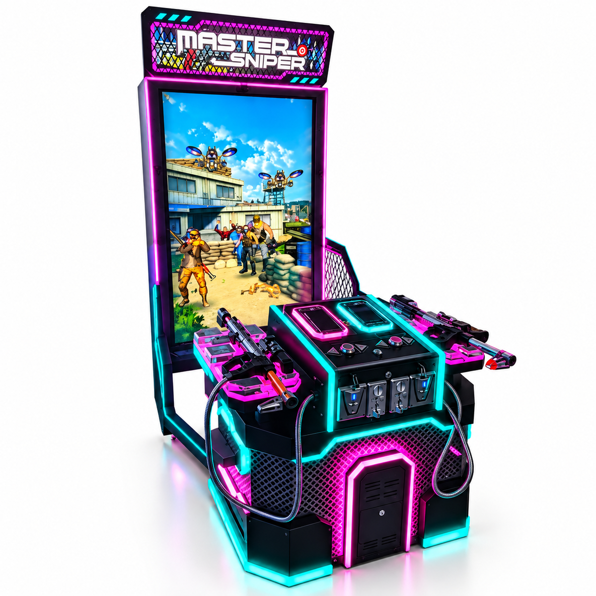 Master Sniper Coin-Operated Arcade Shooting Game Machine with Dual Guns