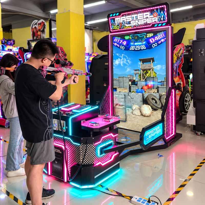 Master Sniper Coin-Operated Arcade Shooting Game Machine with Dual Guns
