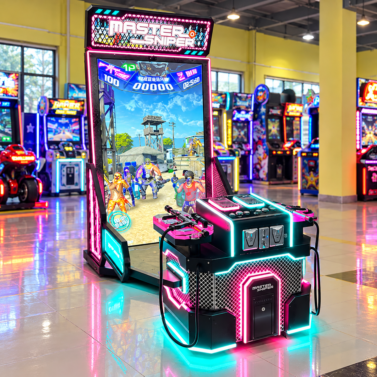 Master Sniper Coin-Operated Arcade Shooting Game Machine with Dual Guns
