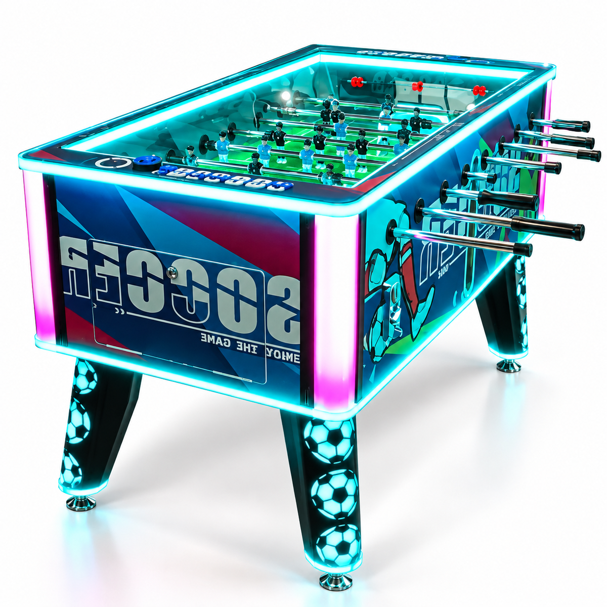 Soccer Foosball Table with Coin-Operated Two-Player Arcade Game
