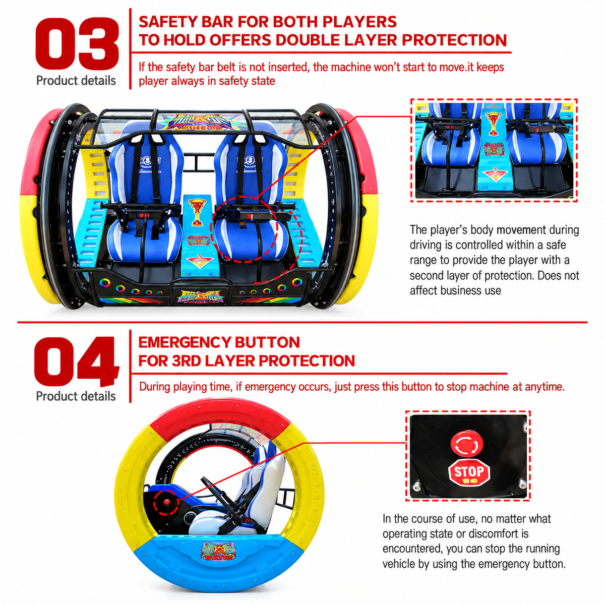 Two Player Parent Child Electric Bumper Car with LED Lights