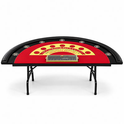 Half Round Blackjack Casino Table with Folding Metal Legs and Cup Holders