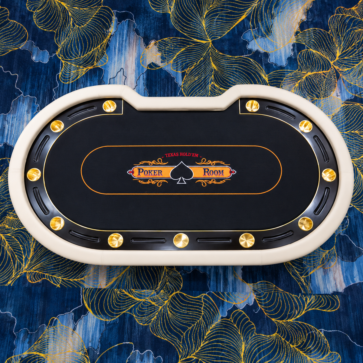 Oval Texas Hold’em Poker Table with PU Leather Padding