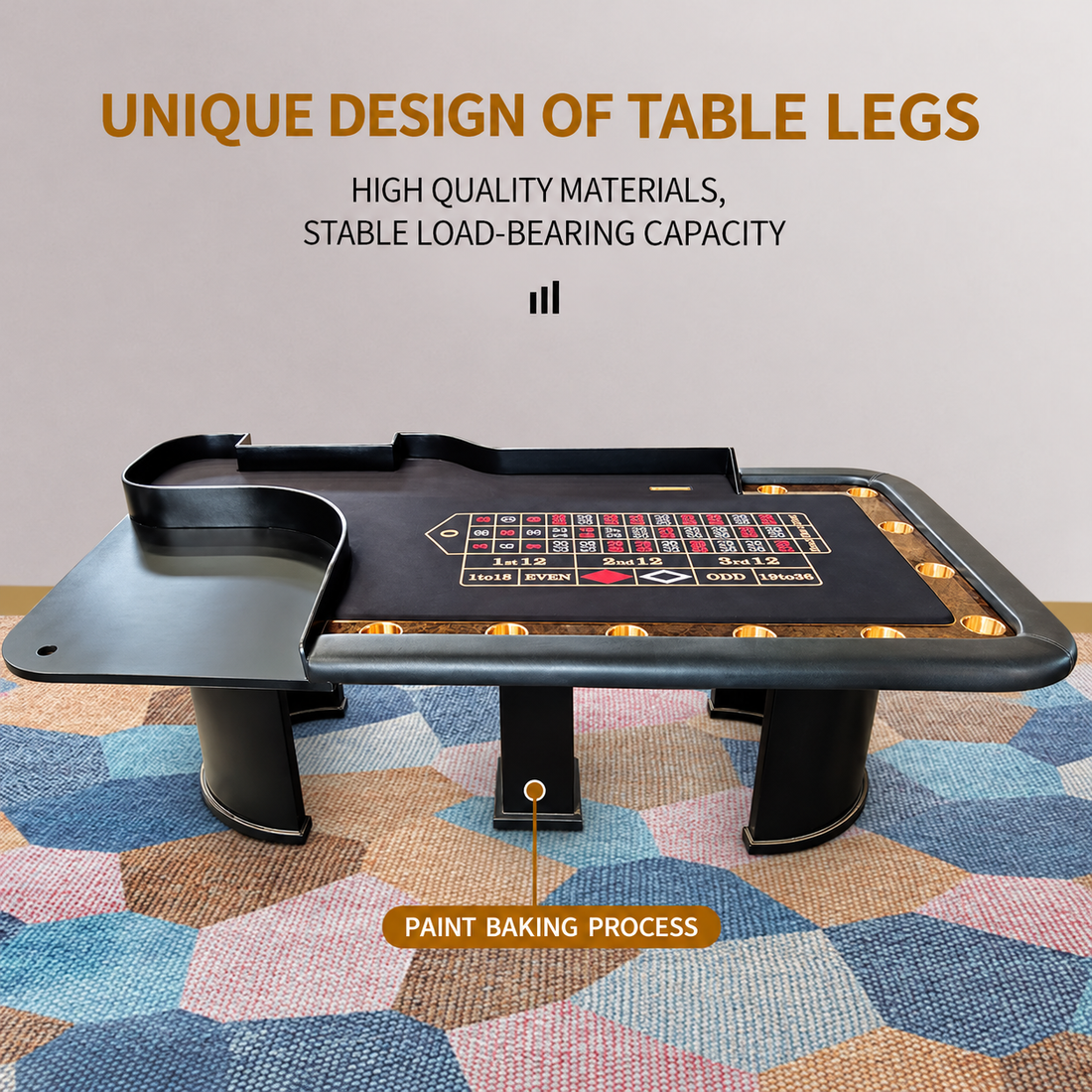 Professional Casino Golden Reversed Numbers Roulette Wheel Table