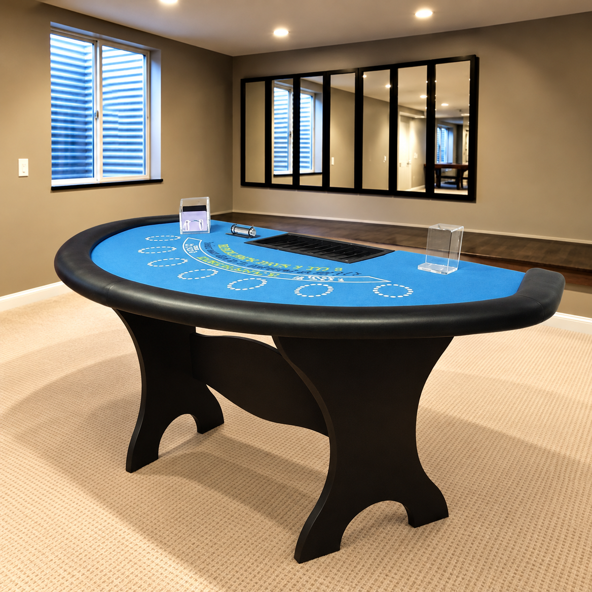 Semi-circular Blackjack Table with Folding Metal Legs for 10 Players