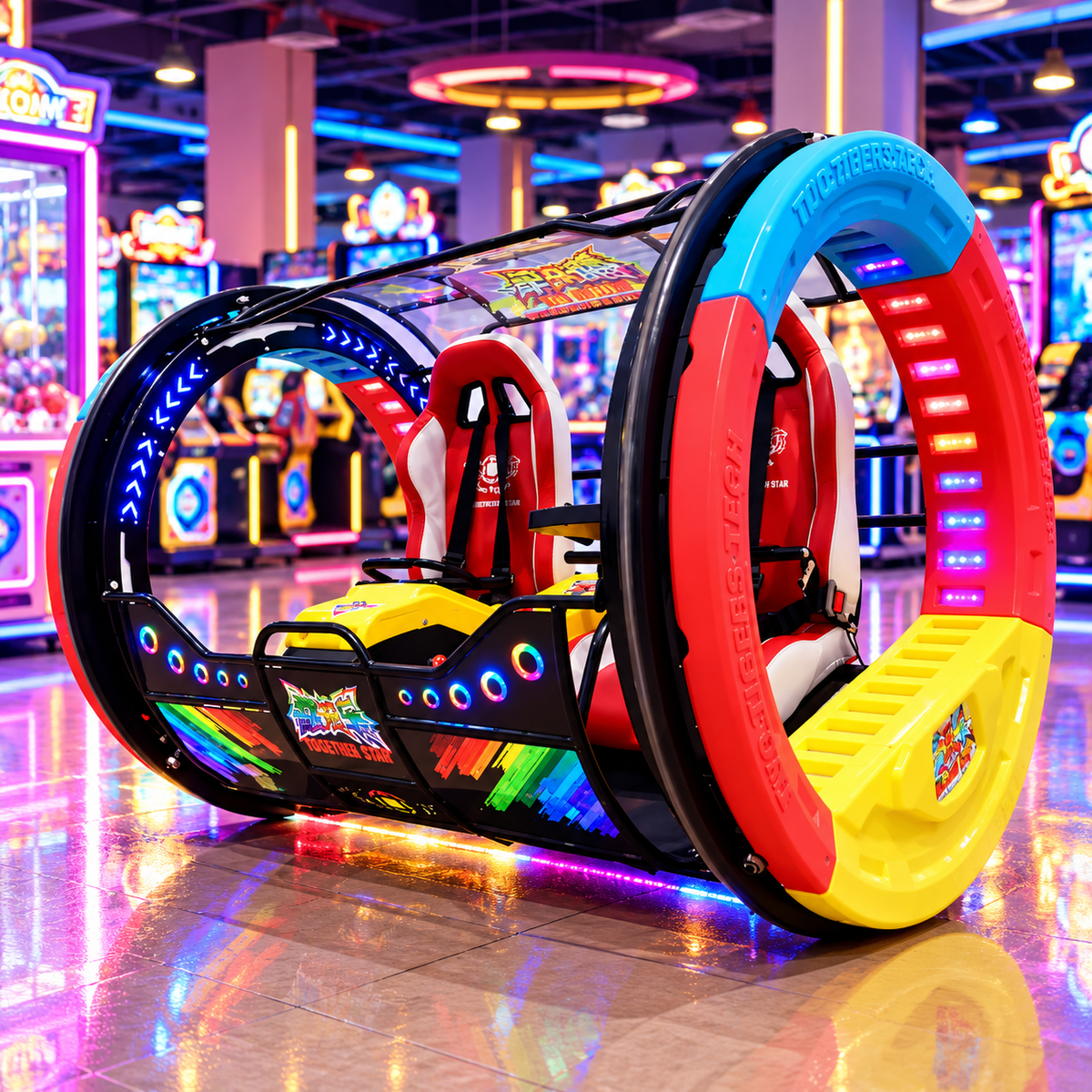 Two Player Parent Child Electric Bumper Car with LED Lights