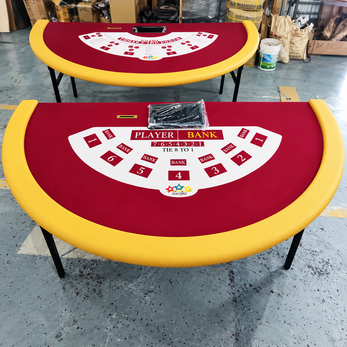Half Round Blackjack Casino Table with Folding Metal Legs and Cup Holders