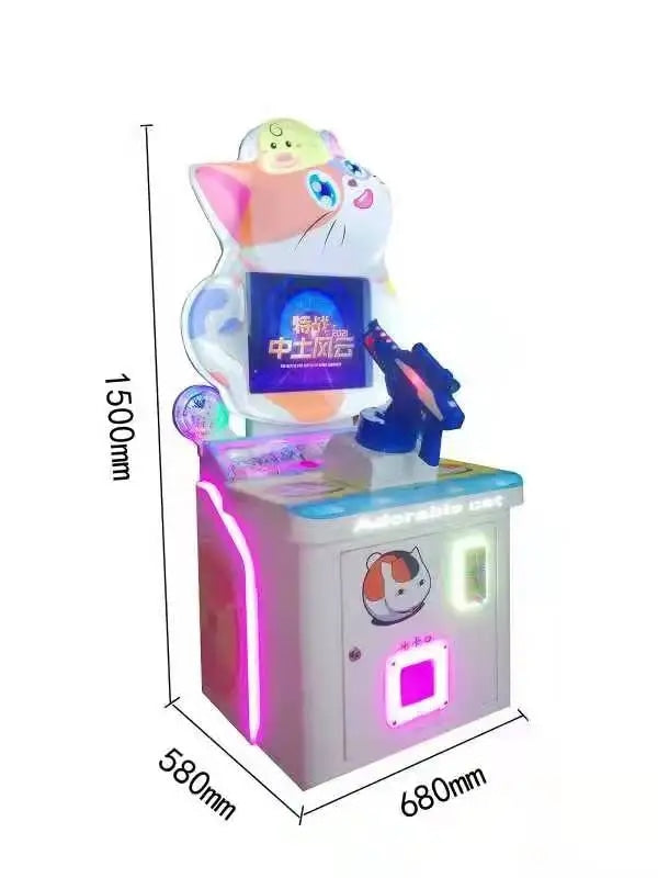 Cat Themed Whack a Mole Arcade Game Machine with LED Lights