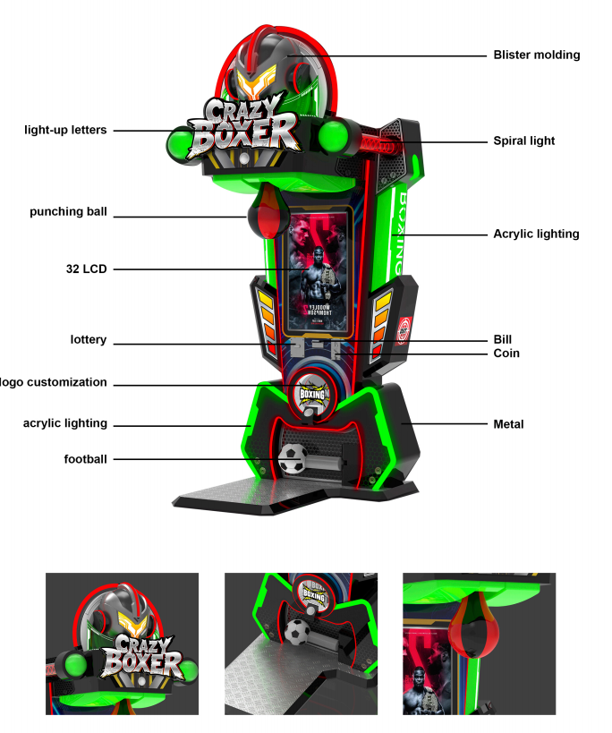 Coin Operated Punch Kick Boxing Arcade Machine Strength