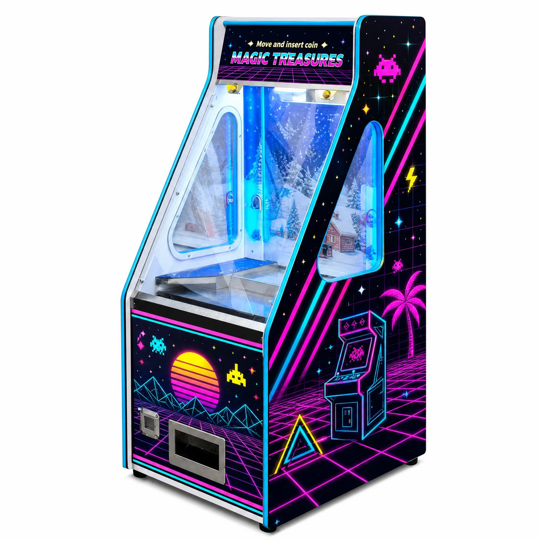 Coin Operated Synthwave Neon Arcade Cabinet