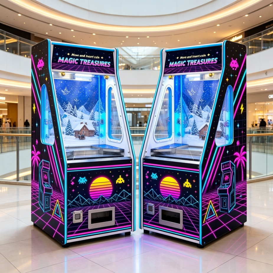 Coin Operated Synthwave Neon Arcade Cabinet