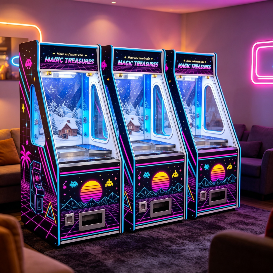 Coin Operated Synthwave Neon Arcade Cabinet