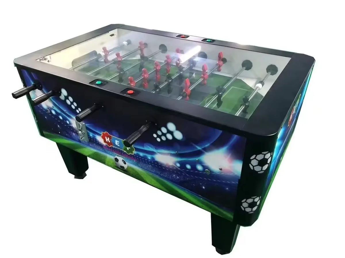Covered Foosball Table with Glass Top for Indoor Soccer Games