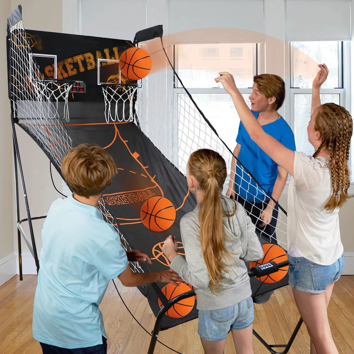 Foldable Metal Basketball Shooting Arcade Game Machine