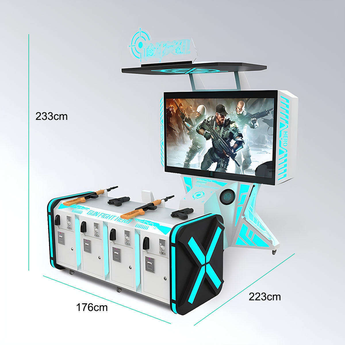 Four-Player Arcade Shooting Simulator Game Machine