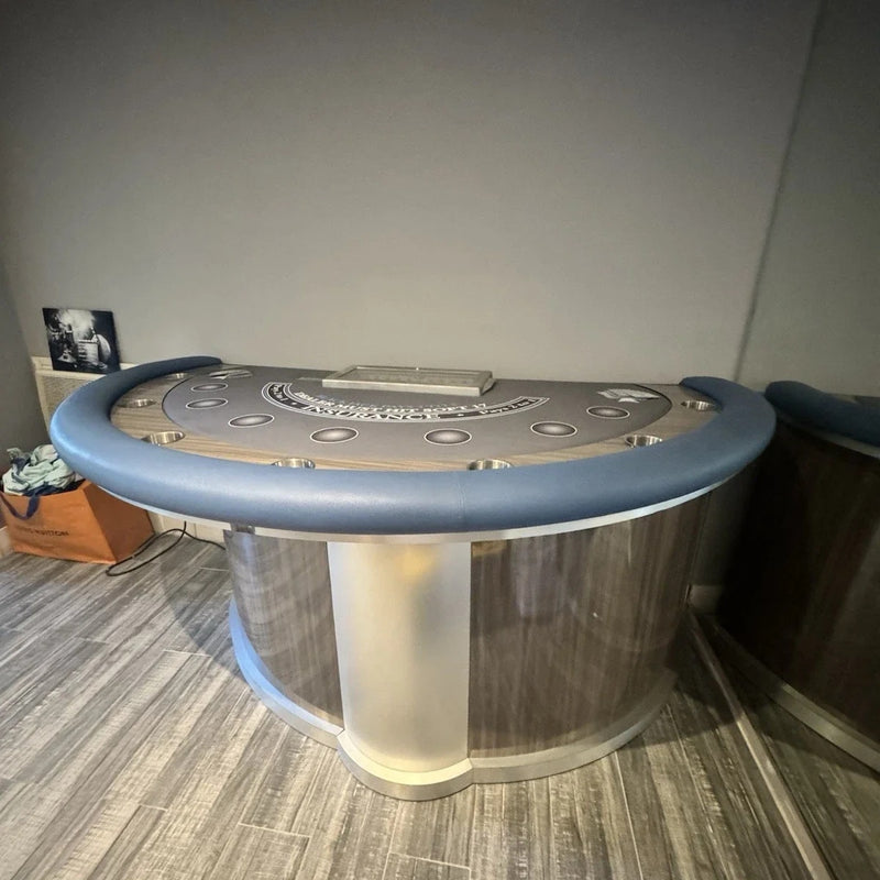 Grey Casino Playing Cards Poker Table with Solid Wood Legs