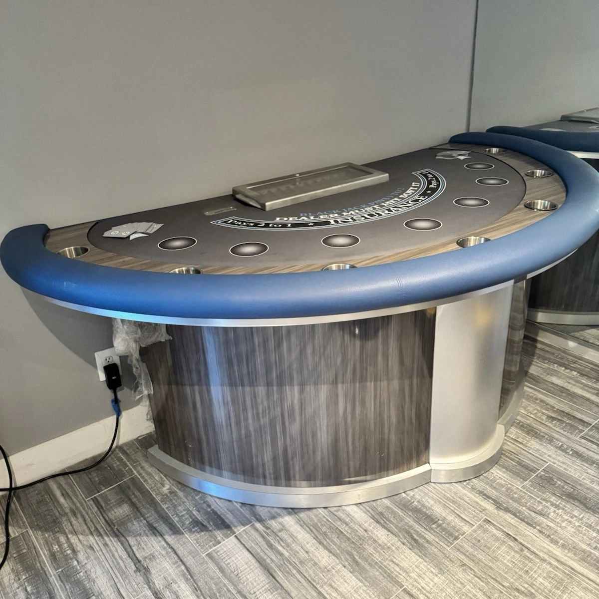Grey Casino Playing Cards Poker Table with Solid Wood Legs