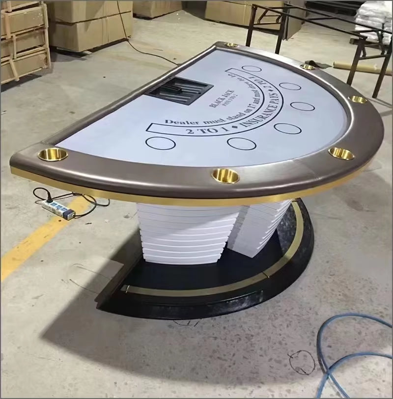 Half Round Blackjack Casino Table with Wood and PU Finish