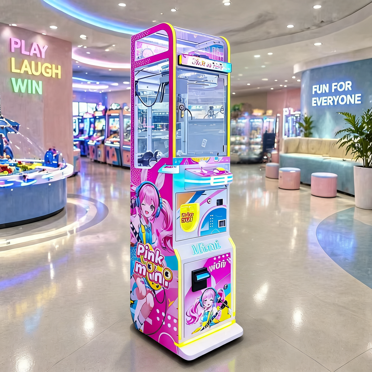 Pink Mini Coin Operated Metal Claw Crane Machine