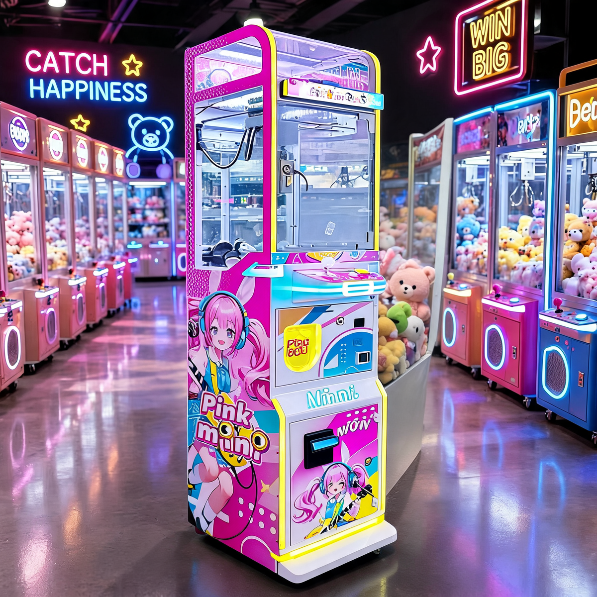 Pink Mini Coin Operated Metal Claw Crane Machine