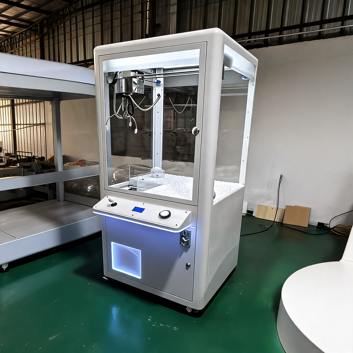 Large White LED Claw Machine Animation Arcade Game
