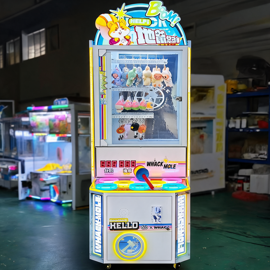Coin Operated Hamster Hammer Whack Mole Game Cabinet
