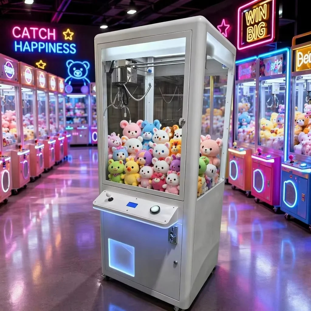 Large White LED Claw Machine Animation Arcade Game