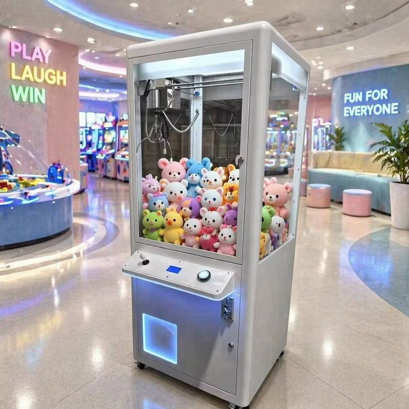 Large White LED Claw Machine Animation Arcade Game