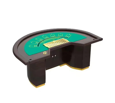 Luxury Half Round Wooden Blackjack Casino Table with Green Felt