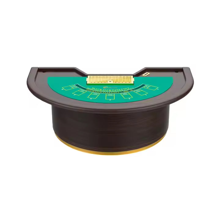 Luxury Half Round Wooden Blackjack Casino Table with Green Felt