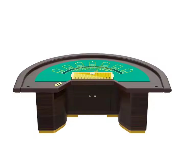 Luxury Half Round Wooden Blackjack Casino Table with Green Felt