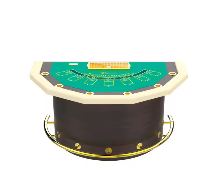 Luxury Half Round Wooden Blackjack Casino Table with Green Felt